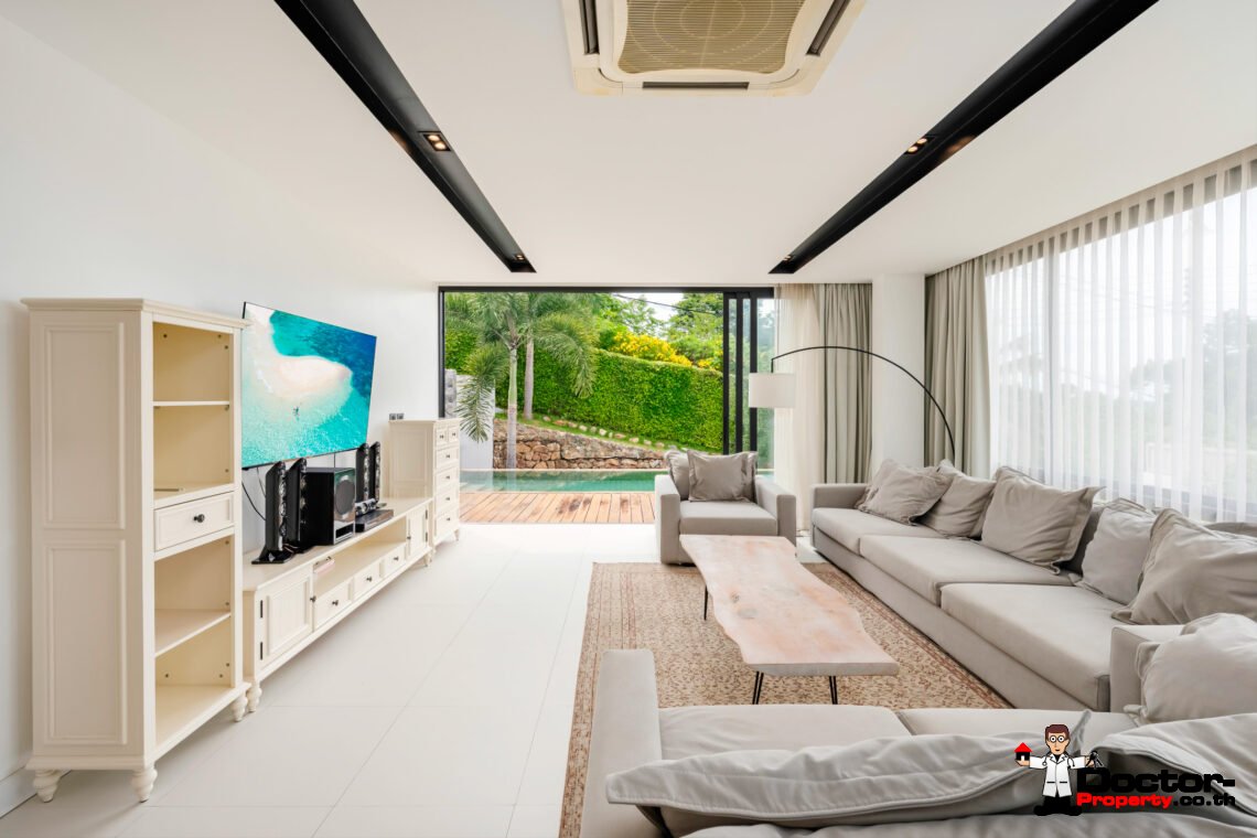 Modern 3 Bedroom Private Pool Villa with Partial Sea View in Plai Laem, Koh Samui – For Sale